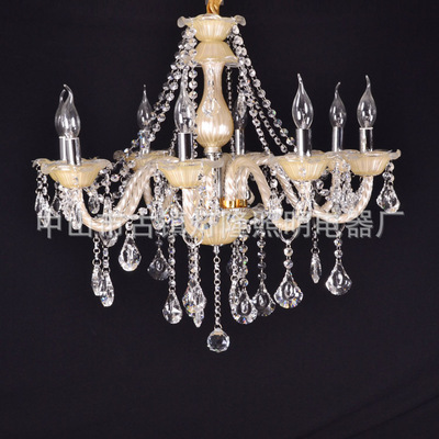 2014热卖K9水晶灯系列 珍珠金8头客厅灯的璀璨魅力